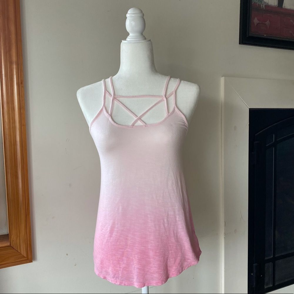 American Eagle Slub Pink Ombré Strappy Tank Top